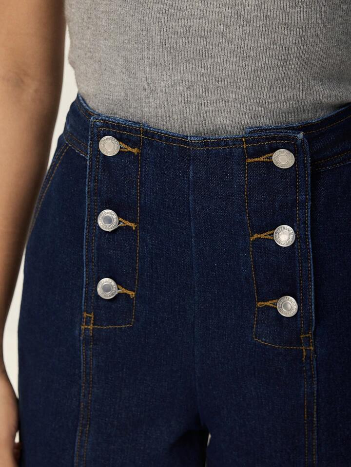 CM-BS596391 Women Casual Seoul Style Dark Wash Skinny Fit Straight Leg Extra Long Jeans