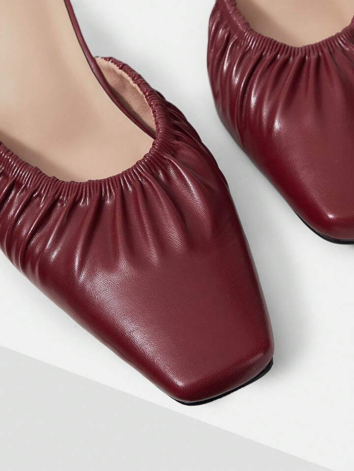 CM-SHS005740 Women Trendy Seoul Style Mid Heel Pointed Toe Pumps - Red