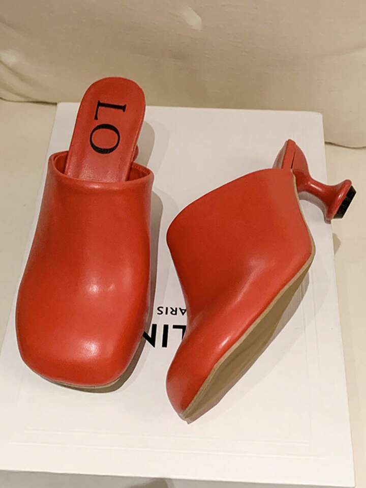 CM-SHE844194 Women Trendy Seoul Style Synthetic Slip On Round Toe Low-Heel Mules (Available in 4 colors)