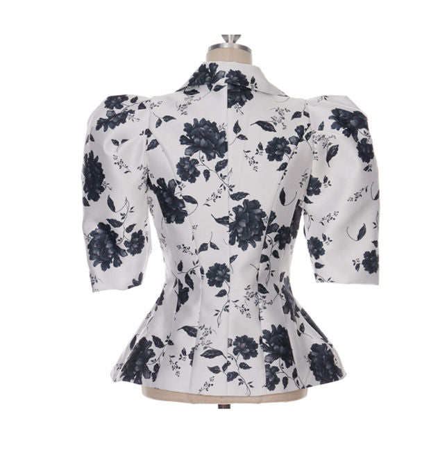 CM-SF052411 Women Retro Seoul Style Floral High Waist Puff Sleeve Dress Set