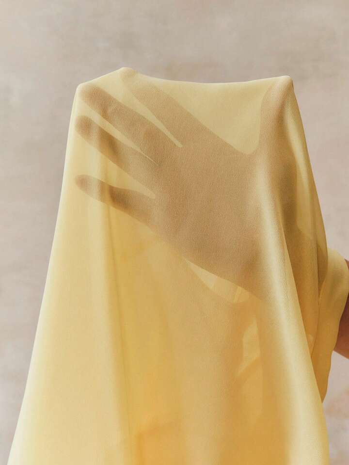 CM-TS521178 Women Elegant Seoul Style Minimalist Tie-Front Ruffle Trim Long Sleeve Blouse - Yellow