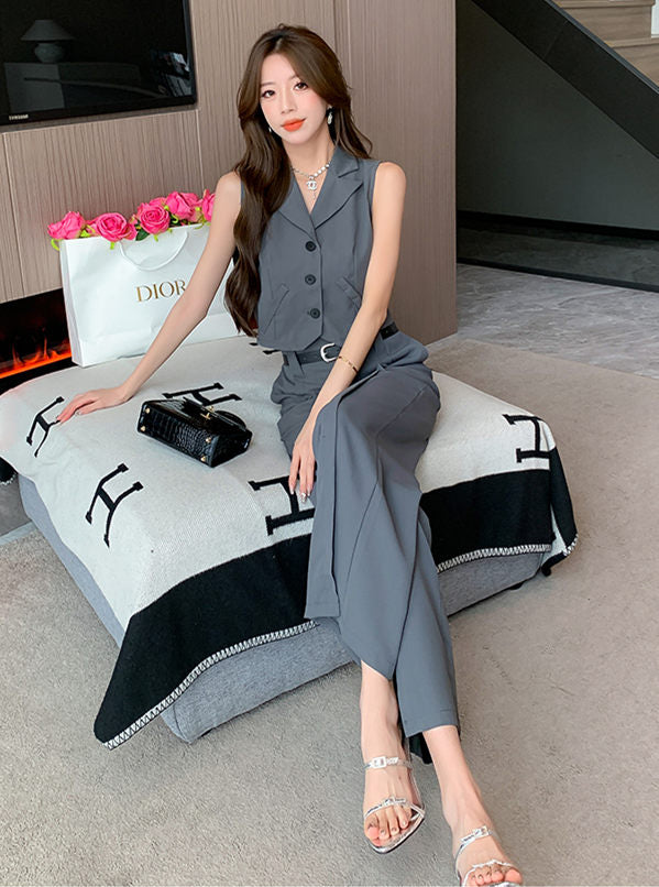 CM-SF071114 Women Elegant Seoul Style Sleeveless Single-Breasted Tank Long Suits (Available in 2 colors)