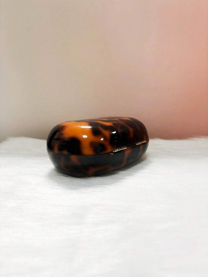 CM-BGS552314 Women Trendy Seoul Style Leopard Pattern Oval Acrylic Hard Box Small Square Bag