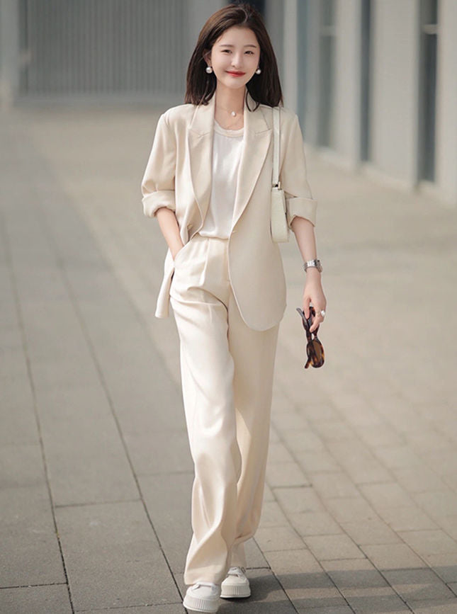 CM-SF081506 Women Elegant Seoul Style Tailored Collar Slim Two Pieces Long Suits