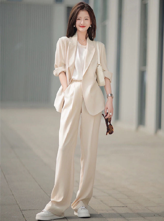 CM-SF081506 Women Elegant Seoul Style Tailored Collar Slim Two Pieces Long Suits