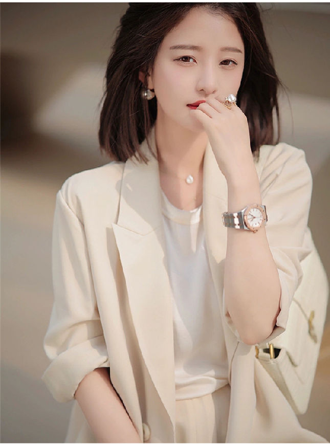 CM-SF081506 Women Elegant Seoul Style Tailored Collar Slim Two Pieces Long Suits