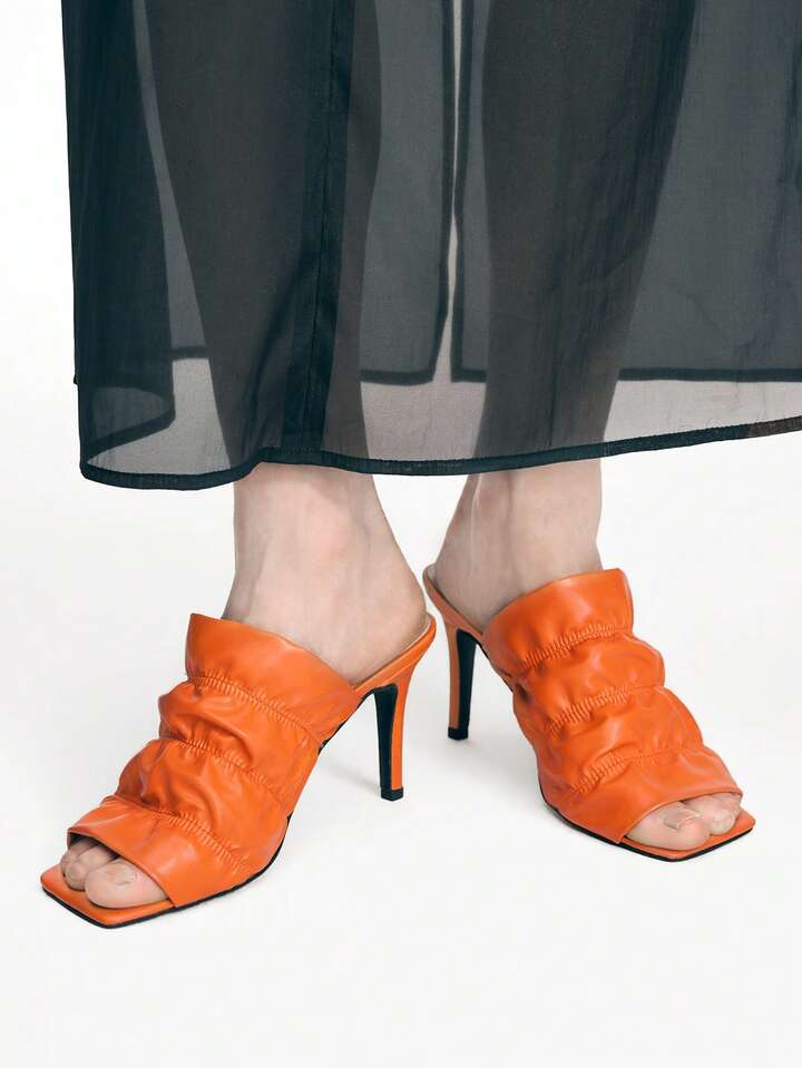 CM-SHS532253 Women Trendy Seoul Style Comfortable High-Heeled Open Toe Sandals - Orange