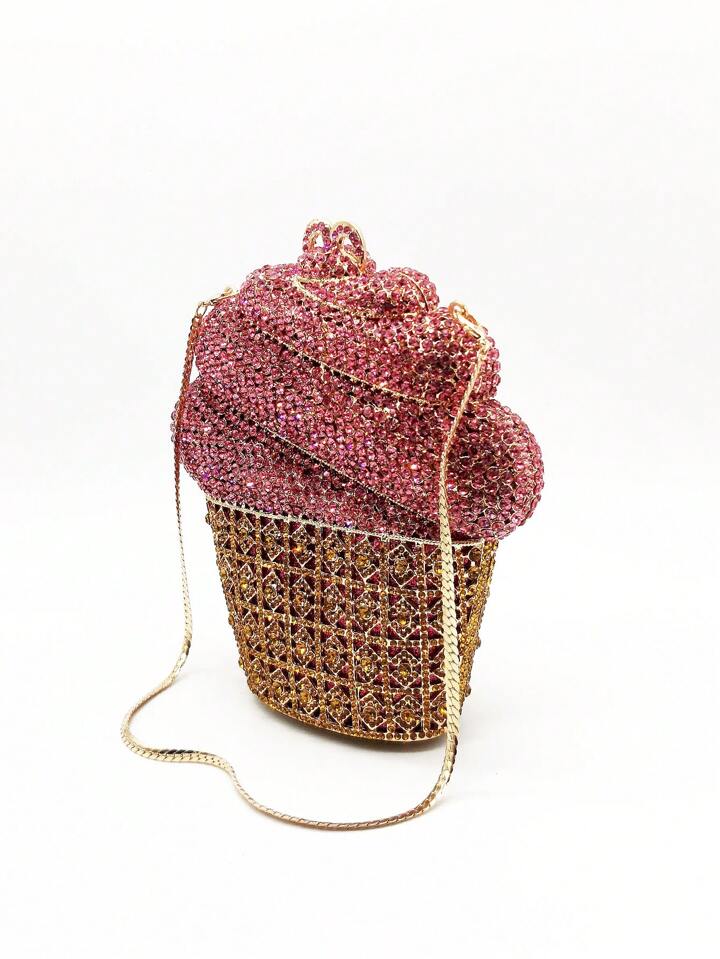 CM-BGS856614 Women Elegant Seoul Style Ice Cream Shaped Blingbling Rhinestone Novelty Clutch Purse