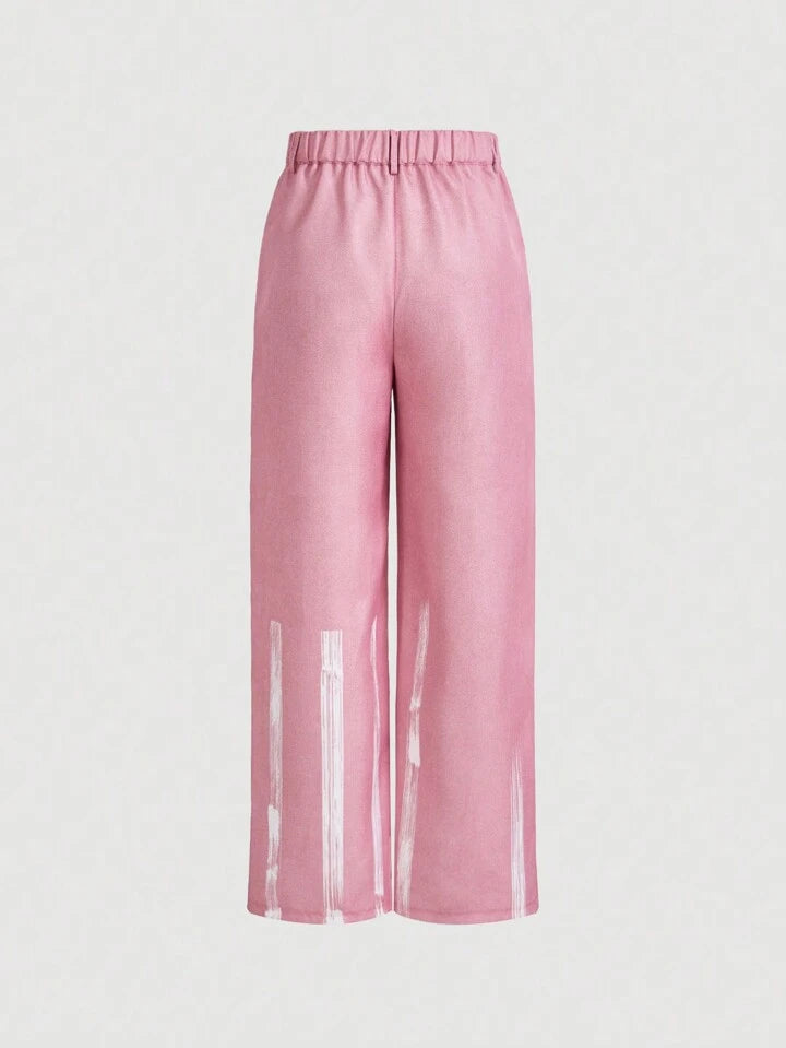 CM-BS546624 Women Casual Seoul Style Zipper Fly Straight Barrel Pants - Pink