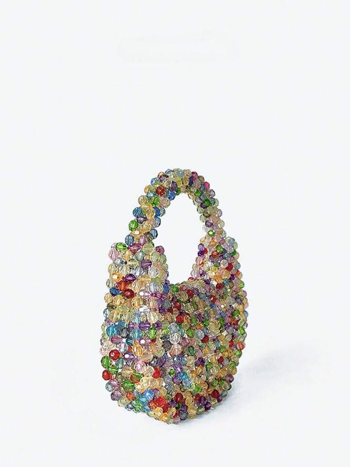 CM-BGS261974 Women Trendy Seoul Style Multicolor Beaded Sparkling Mini Handbag