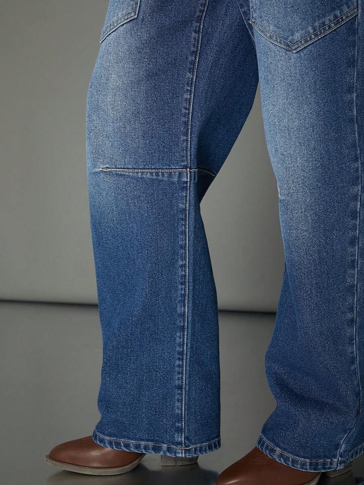 CM-BS899829 Women Casual Seoul Style High Waist Premium Denim Barrel Leg Jeans - Blue