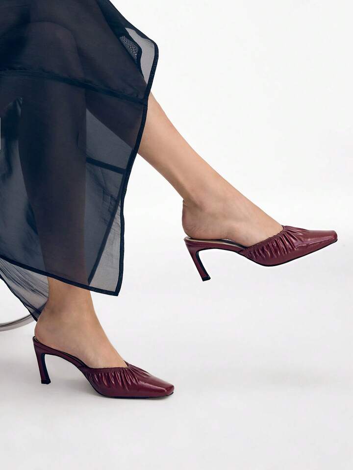 CM-SHS005740 Women Trendy Seoul Style Mid Heel Pointed Toe Pumps - Red