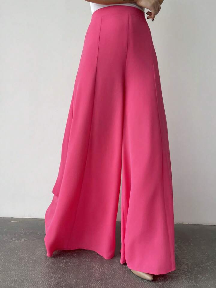 CM-BS514473 Women Trendy Bohemian Style High-Waisted Wide Leg Pants - Hot Pink