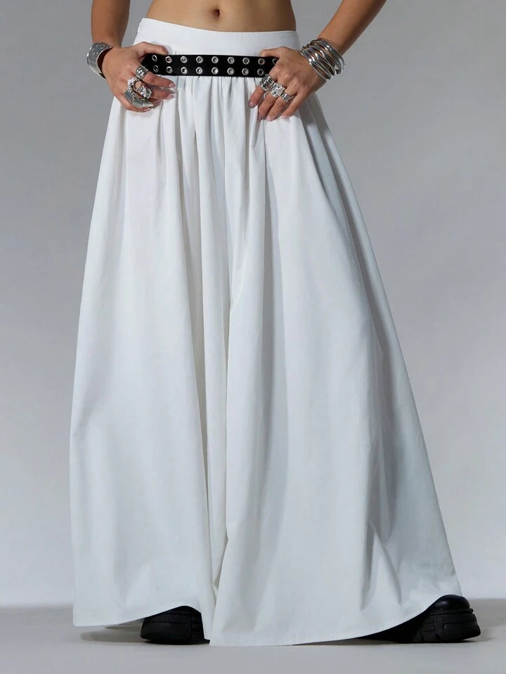 CM-BS084224 Women Casual Seoul Style Woven Drop Waist Wide Leg Trousers - White