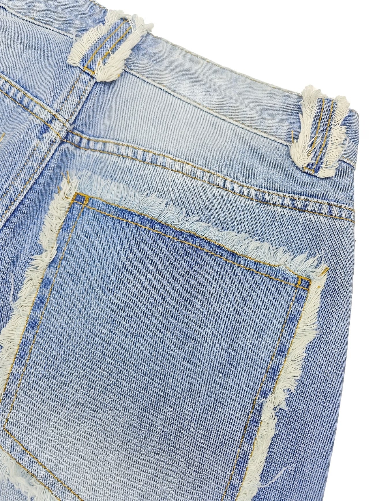 CM-BT023565 Women Casual Seoul Style Frayed Patchwork Raw Edge Panel Wide Leg Jeans
