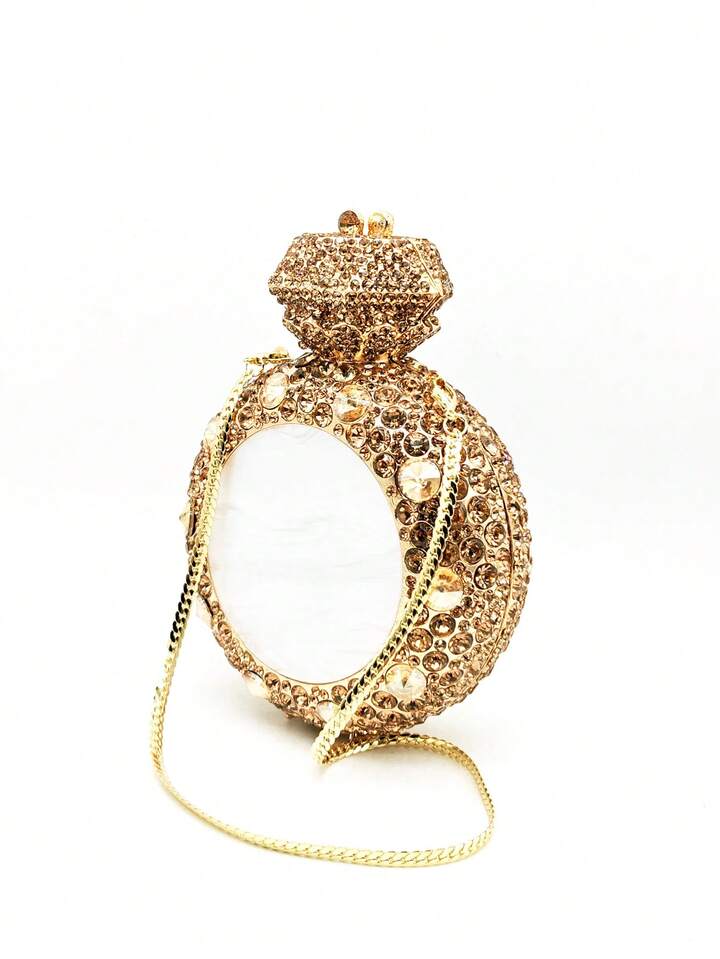 CM-BGS212028 Women Elegant Seoul Style Mini Novelty Diamond Ring Crystal Clutch - Gold