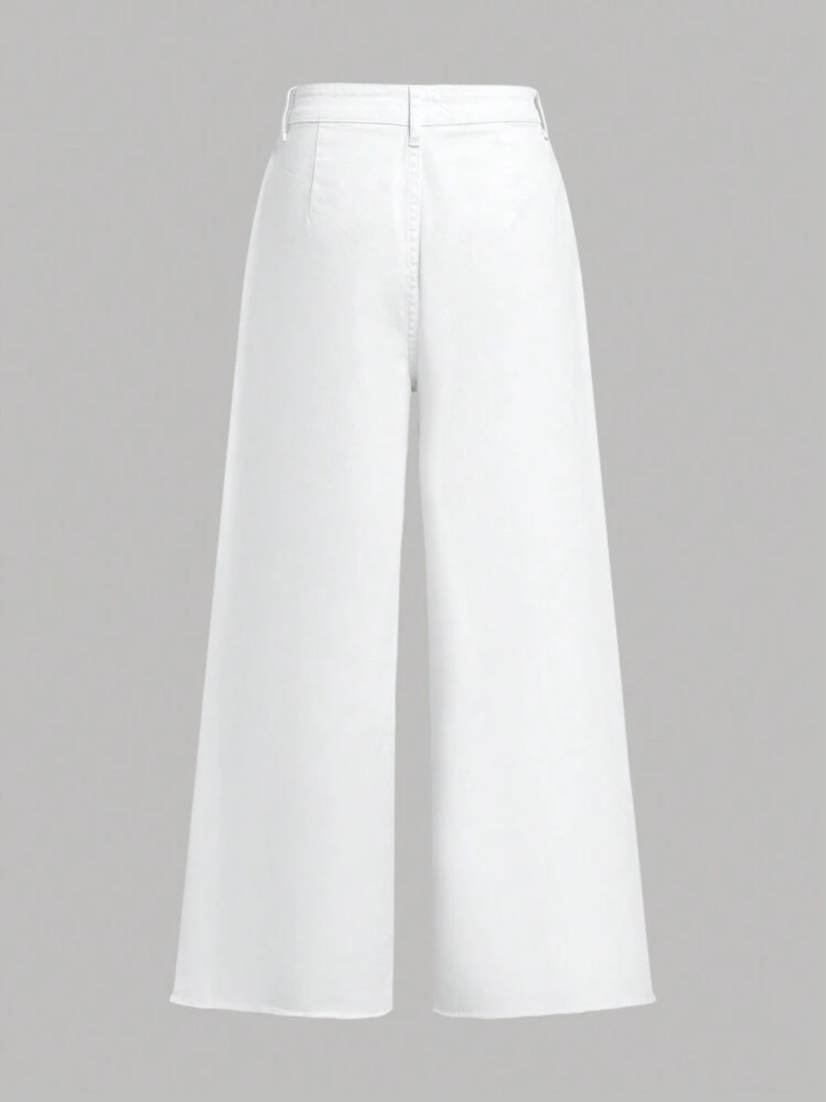 CM-BS109620 Women Casual Seoul Style Double Pockets Loose Wide Leg Mom Fit Jeans - White