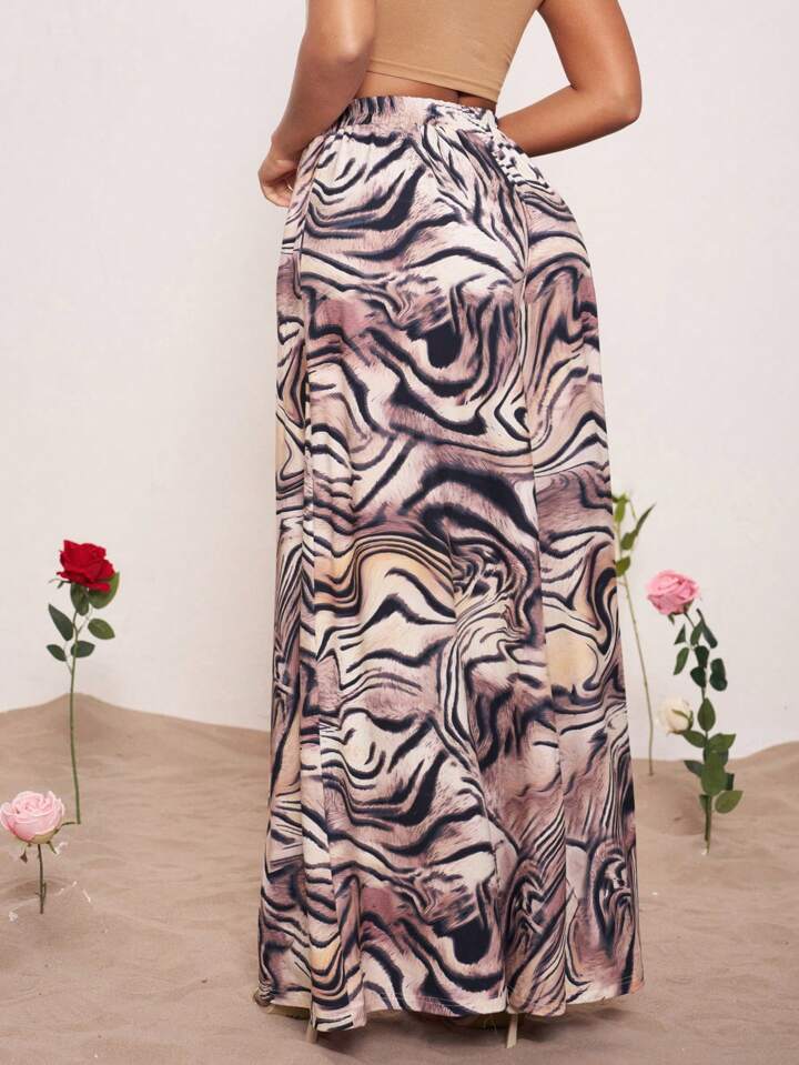 CM-BS218171 Women Casual Seoul Style High Waist Floral Print Wide Leg Pants