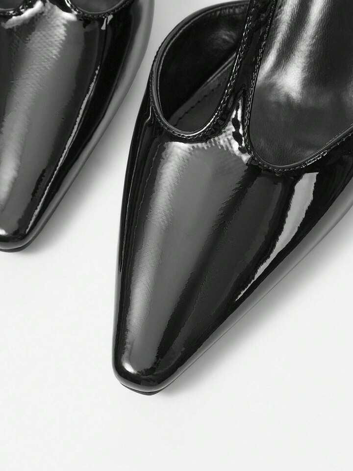 CM-SHS964869 Women Trendy Seoul Style Pointed Toe Strap Stiletto High Heel Pumps - Black