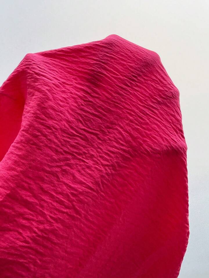 CM-TS992298 Women Casual Seoul Style Round Neck Sleeveless Loose Furry Hem Blouse - Hot Pink