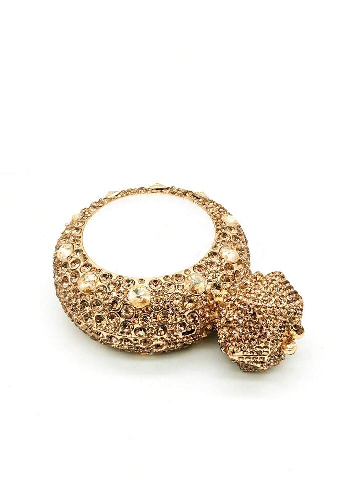 CM-BGS212028 Women Elegant Seoul Style Mini Novelty Diamond Ring Crystal Clutch - Gold