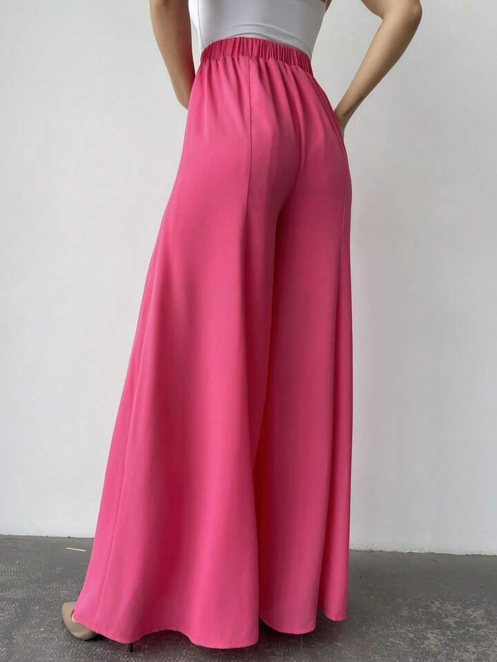 CM-BS514473 Women Trendy Bohemian Style High-Waisted Wide Leg Pants - Hot Pink