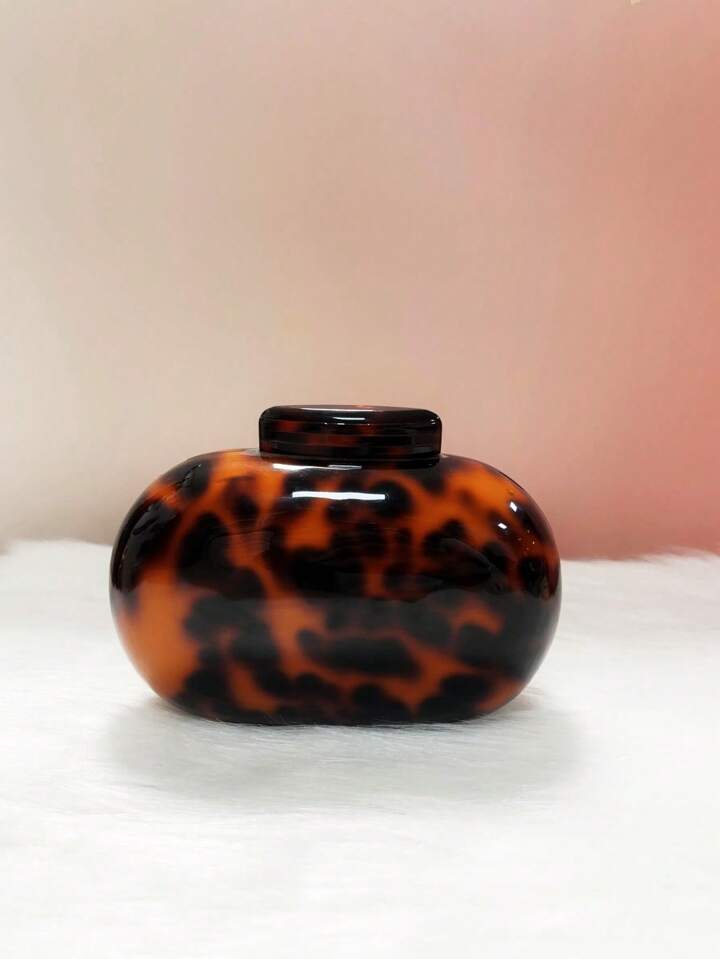 CM-BGS552314 Women Trendy Seoul Style Leopard Pattern Oval Acrylic Hard Box Small Square Bag