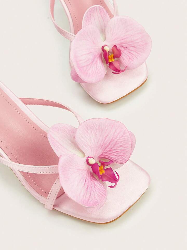 CM-SHS121495 Women Trendy Seoul Style Floral Open Toe Stiletto High Heel Sandals - Pink