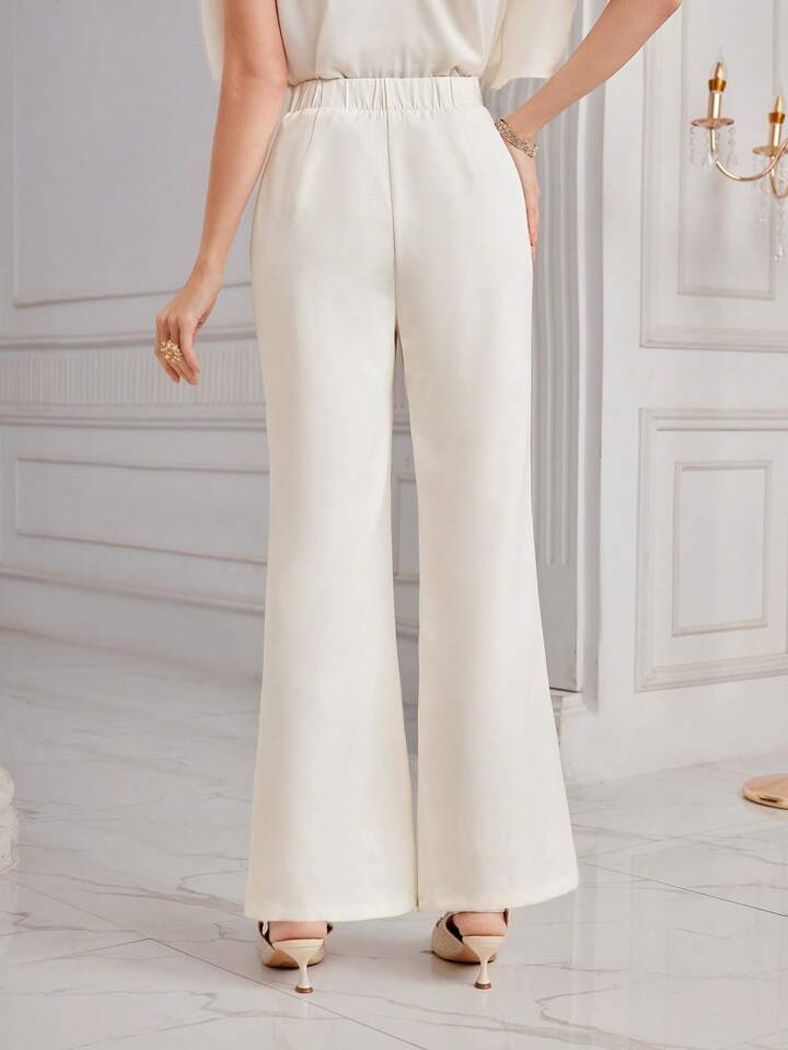 CM-BS666542 Women Elegant Seoul Style Double Breasted Contrast Color Rolled Hem Pants