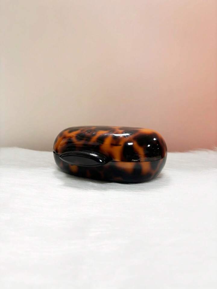 CM-BGS552314 Women Trendy Seoul Style Leopard Pattern Oval Acrylic Hard Box Small Square Bag