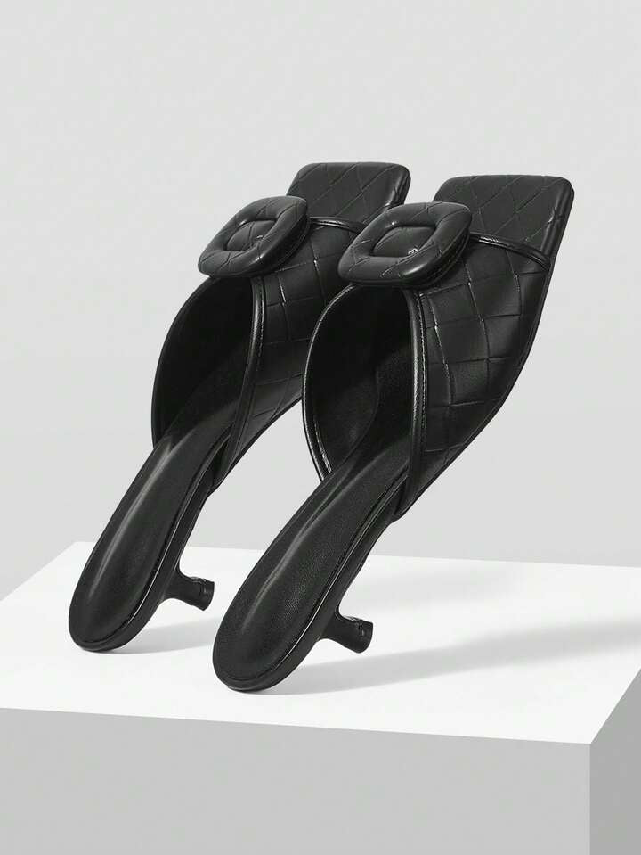 CM-SHS743795 Women Trendy Seoul Style Square Toe Low Heel Sandals - Black