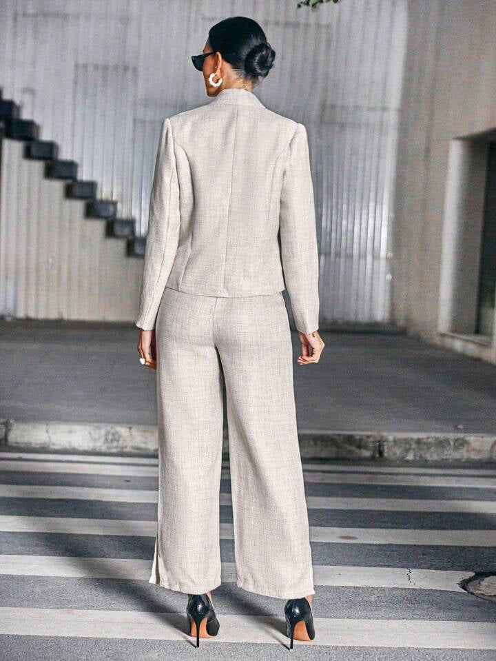 CM-SS300990 Women Elegant Seoul Style Double Button Loose Fit Blazer With Pants Suit