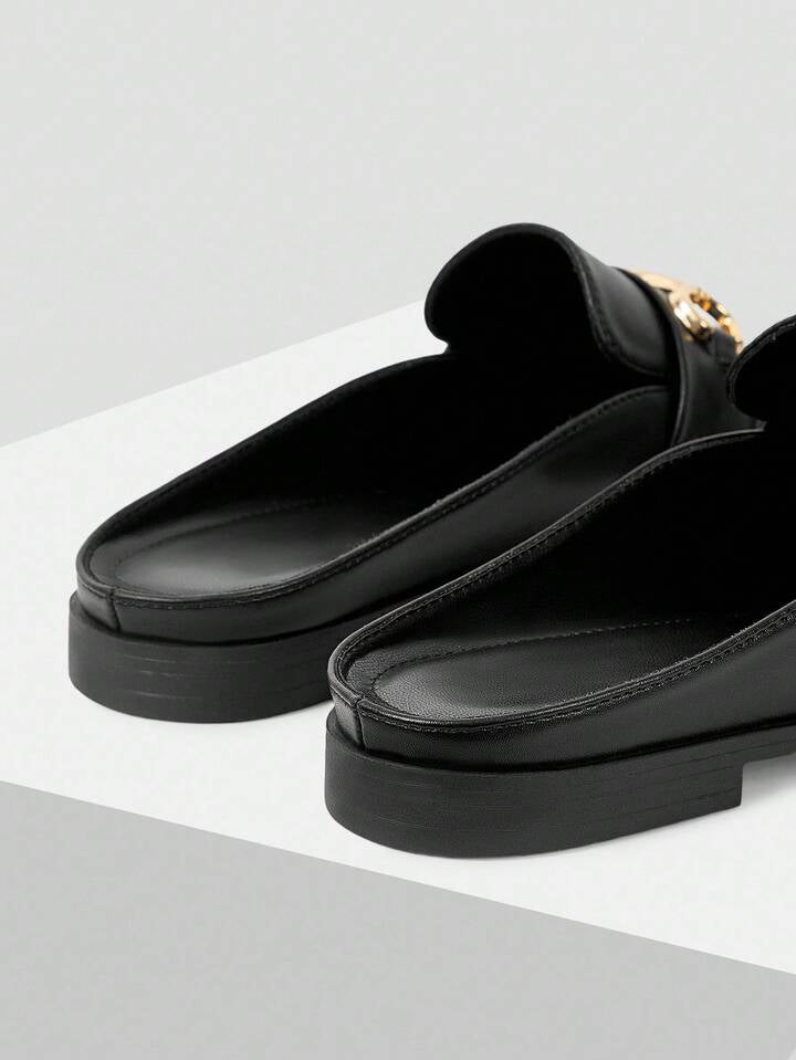 CM-SHS835238 Women Trendy Seoul Style Round Toe Flat Shoes - Black