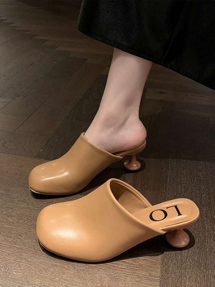 CM-SHE844194 Women Trendy Seoul Style Synthetic Slip On Round Toe Low-Heel Mules (Available in 4 colors)
