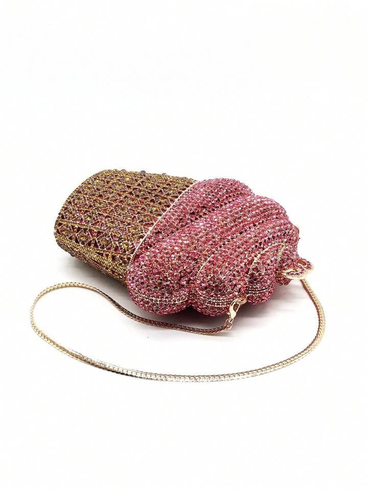 CM-BGS856614 Women Elegant Seoul Style Ice Cream Shaped Blingbling Rhinestone Novelty Clutch Purse