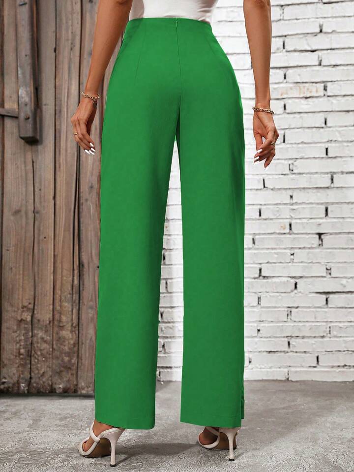 CM-BS727086 Women Casual Seoul Style High Waist Knot Side Pants - Green