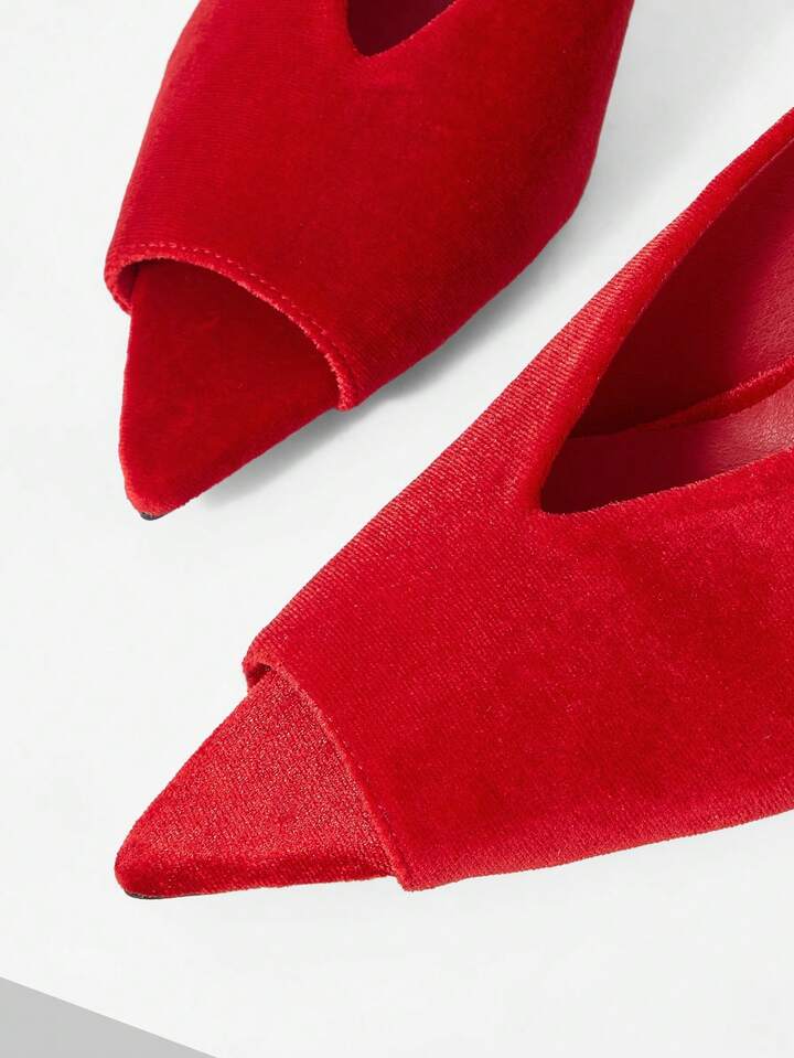 CM-SHS180250 Women Trendy Seoul Style Pointed Thin Heel High Open Toe Stiletto Sandals - Red