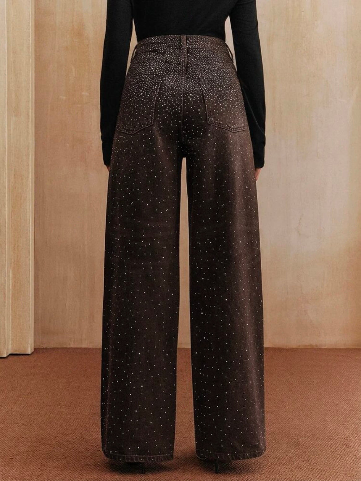 CM-BS908579 Women Elegant Seoul Style Mid Waist Baggy Flared Leg Pants - Brown
