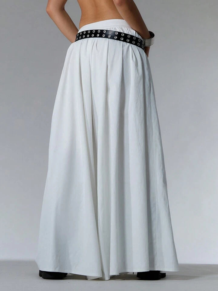 CM-BS084224 Women Casual Seoul Style Woven Drop Waist Wide Leg Trousers - White