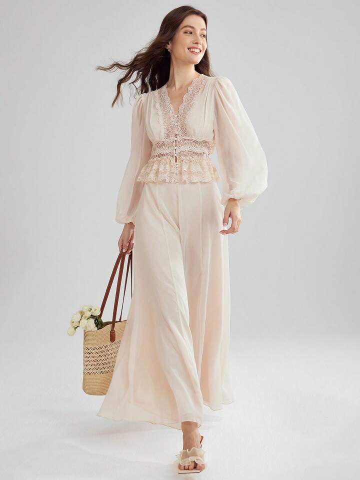 CM-BS788247 Women Trendy Bohemian Style Solid Color High Waist Wide Leg Pants - Apricot