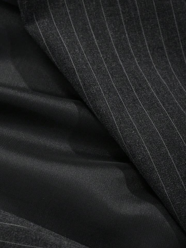 CM-CS910221 Women Elegant Seoul Style Striped Lapel Neckline Long Sleeve Suit Jacket - Gray