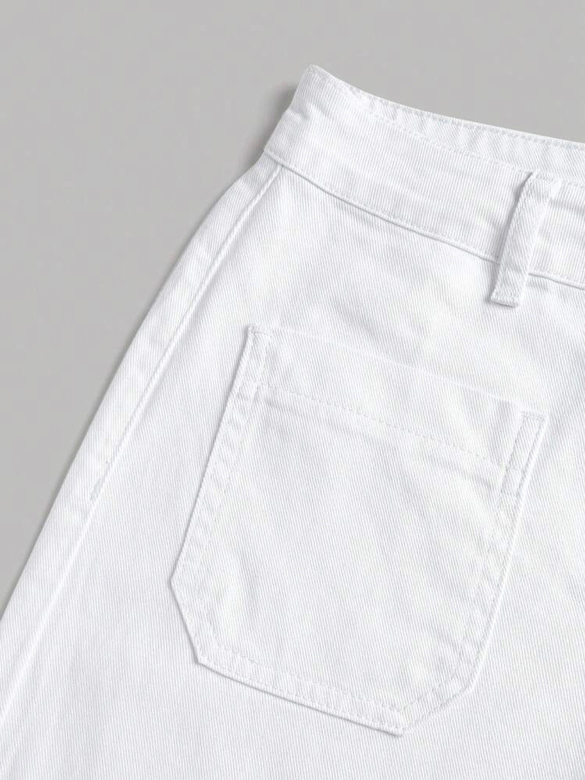 CM-BS109620 Women Casual Seoul Style Double Pockets Loose Wide Leg Mom Fit Jeans - White