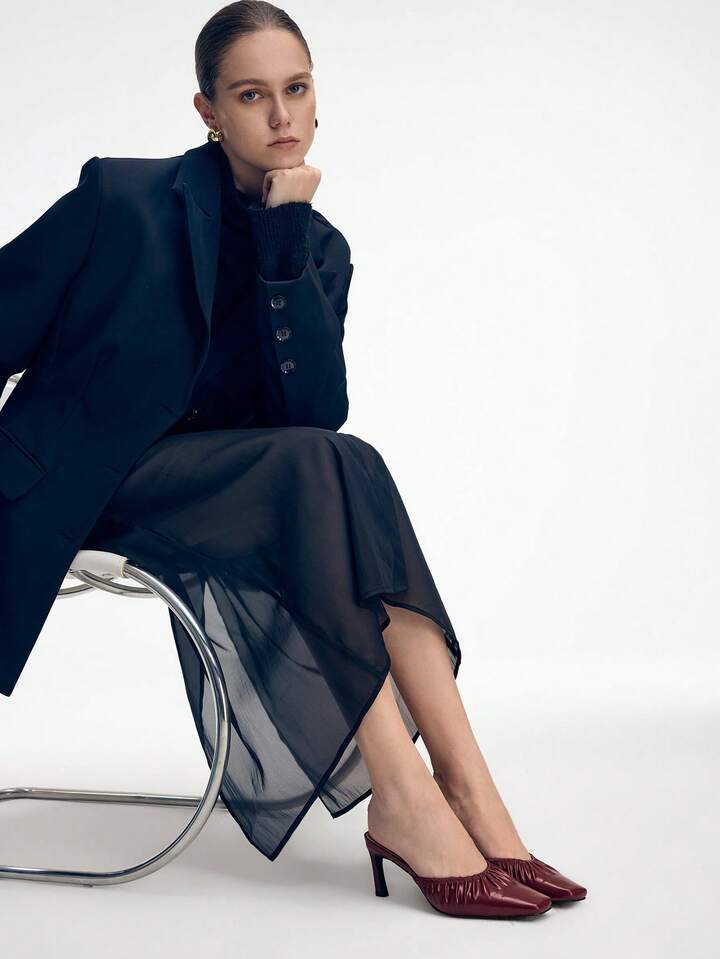 CM-SHS005740 Women Trendy Seoul Style Mid Heel Pointed Toe Pumps - Red