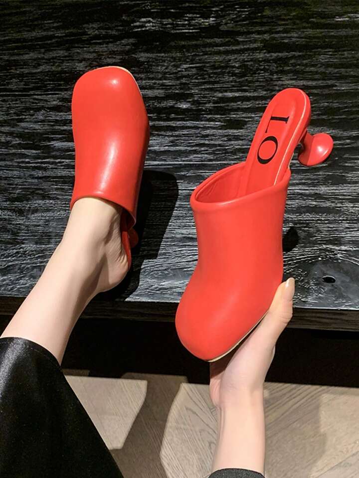 CM-SHE844194 Women Trendy Seoul Style Synthetic Slip On Round Toe Low-Heel Mules (Available in 4 colors)