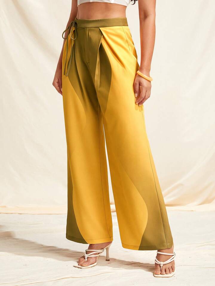 CM-BS967042 Women Casual Seoul Style High Waist Printed Loose Pants - Yellow