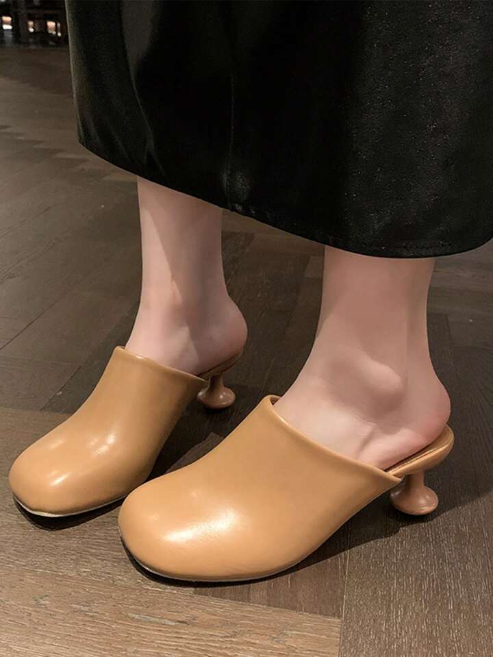 CM-SHE844194 Women Trendy Seoul Style Synthetic Slip On Round Toe Low-Heel Mules (Available in 4 colors)