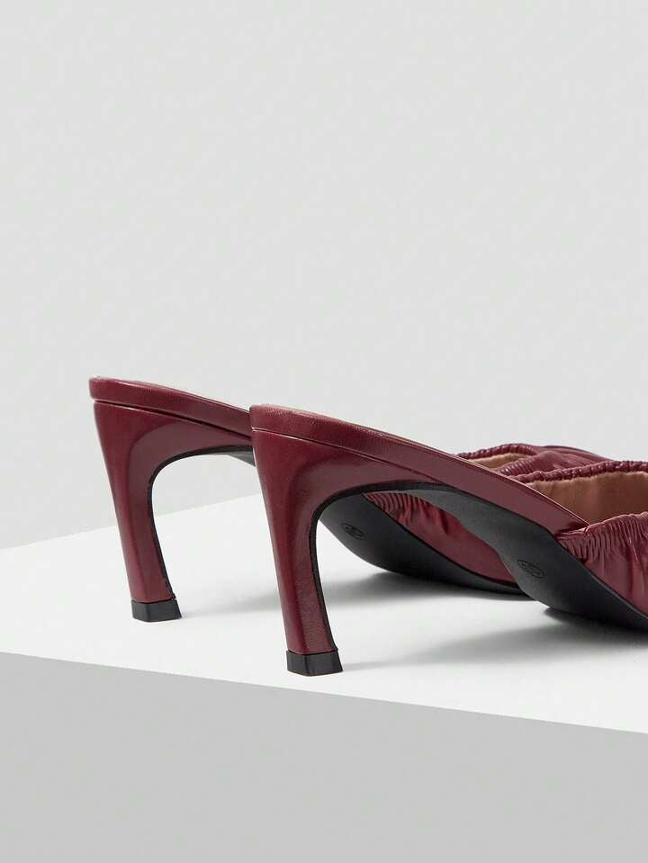 CM-SHS005740 Women Trendy Seoul Style Mid Heel Pointed Toe Pumps - Red