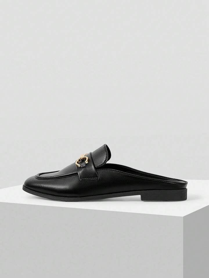 CM-SHS835238 Women Trendy Seoul Style Round Toe Flat Shoes - Black