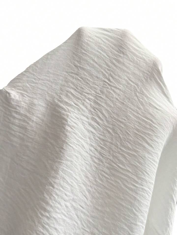 CM-TS998788 Women Casual Seoul Style Round Neck Sleeveless Loose Furry Hem Blouse - White