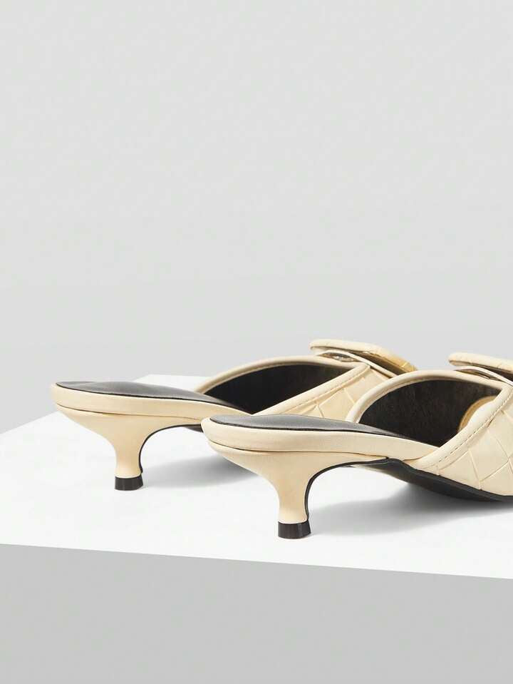 CM-SHS709375 Women Trendy Seoul Style Square Toe Low Heel Sandals - Beige